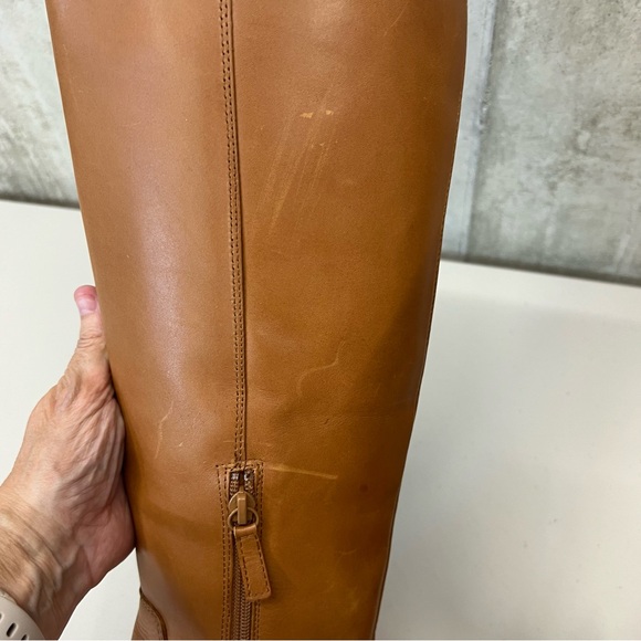 J Crew Knee High Stacked Heel Burnished Sand Boots Size 8 - Picture 5 of 13